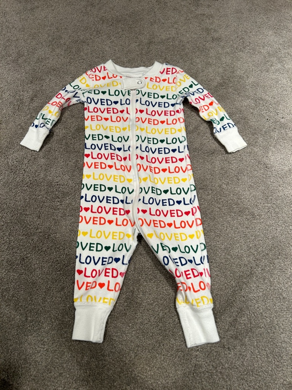 Hanna Andersson White Footed Pajamas with Rainbow "LOVED" Print